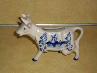 BLUE DELFT COW CREAMER MILK CREAM BELL HAND PAINTED OLD  