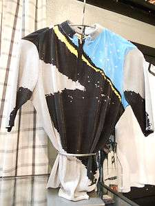 Jamie Sadock Blue and Black Graphic Crinkle Shirt  