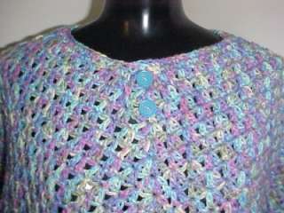 Little Girls Hand Crochet Poncho/Cape Multi Color New  