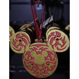  Disney Red Gold Gems Mickey Ears Christmas Ornament