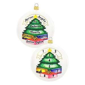 Personalized Family Tree Disk Glass Ornament 