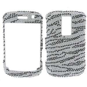 SILVER & BLACK ZEBRA PRINT DIVA CRYSTALS snap on cover faceplate for 