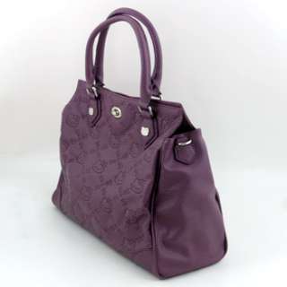 HELLO KITTY SATCHEL BAG PURSE GRAPE PURPLE FAUX LEATHER EMBOSSED BY 