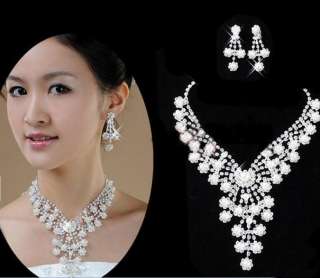 BRIDAL WEDDING PARTY JEWELRY CRYSTAL FAUX PEARL FLOWER GORGEOUS 