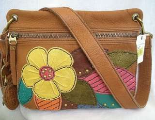 NWT FOSSIL SASHA Bright Floral Multicolor Leather CROSSBODY Shoulder 