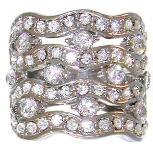 .75 Wide 4 Row Crystal And Cz Ring, People Style Watch 