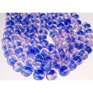  8mm Round Czech Glass Druk Beads   25pc Light Pink   Blue 