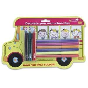  Art Set 10 Pieces School Bus Crayons Case Pack 48