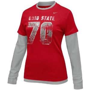  Nike Ohio State Buckeyes Ladies Scarlet Gray Double Layer 