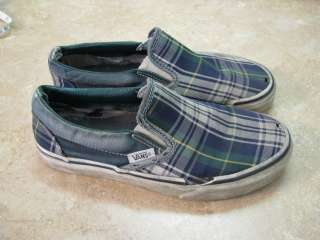 VANS Blue/Green PLAID SHOES Off the Wall M 4,W 5.5  