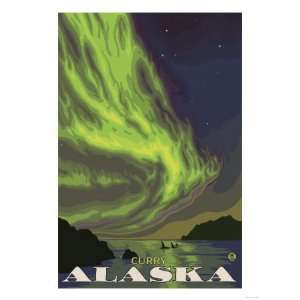  Northern Lights and Orcas, Curry, Alaska Giclee Poster 