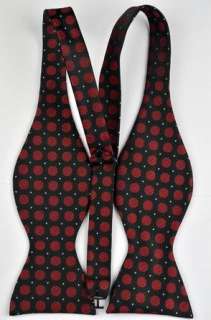 b142 black red around dot silk mens self bow tie bowtie  