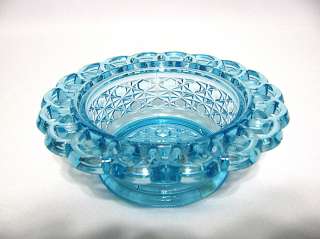 EAPG Pattern Glass Blue Daisy & Button Bell Butter Dish  