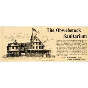 1895 Ad Obwebetuck Sanitarium South Windham Connecticut 