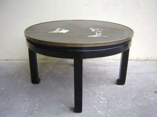 Antique oriental black laquer side table # 05492  
