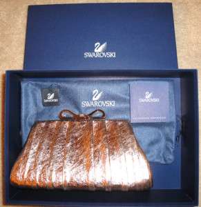New Authentic $600 Daniel Swarovski Ribbon Leather Bag  