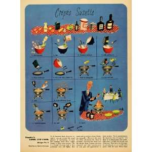  1947 Print Ackerman Esquire Look & Cook Crepes Suzette 