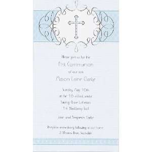  Blue Delicate Cross Invitation