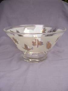   Large Salad Chip Bowl Frosted Gold Leaves G. Reeves Starlyte?  