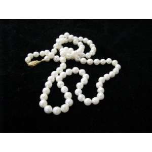  24 AAA 6.5mm Beautiful White Akoya Pearl Necklace 14K 