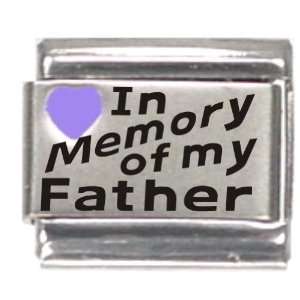  In Memory Of My Father Purple Heart Laser Italian Charm 