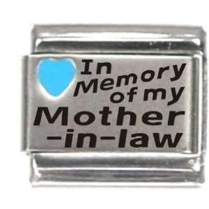  In Memory Of My Mother in Law Dark Blue Heart Laser 