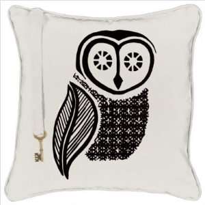  Screen Print Owl Pillow Color Ivory