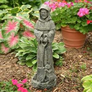  Craft Tex/Ladybug St. Fiacre and Rabbit Statue, Verdigris 