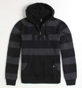 DC Shoes Cooler Stripe Sherpa Black Gray Zip Hoodie Sweatshirt Jacket 