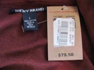 New LUCKY BRAND Womens Burgundy L/S Casual Knit Cardigan Sweater Wrap 