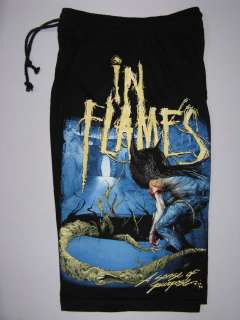 NEW IN FLAMES DEATH METAL SHORTS PANTS FREE SIZE L  