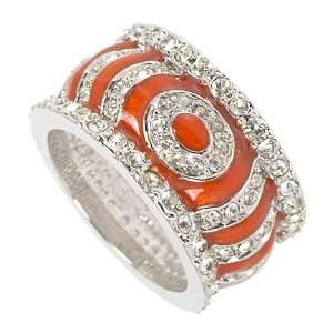  Orange Epoxy & CZ Band Jewelry