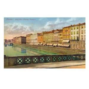 Arno Riverside, Florence, Italy Premium Giclee Poster Print, 12x16 