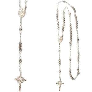 Sterling Silver Rosary Unisex Necklace Plain Balls  