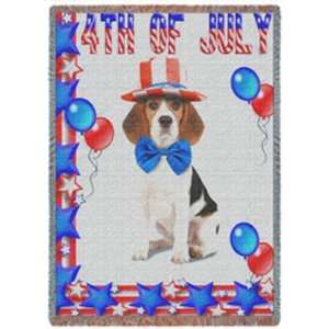  Beagle 4th of July Holiday Woven Throw Blanket 50 x 60 