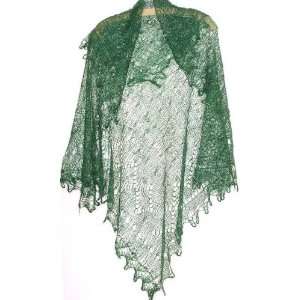  Russian Orenburg Lace Knitted Shawl GREEN (#2064 
