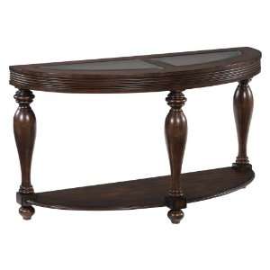 Magnussen Aubrey Wood and Glass Demilune Sofa Table 