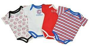 Coogi Infant Boy 4Pc Black White Red & Blue Bodysuit Set Size 0/3M 3 