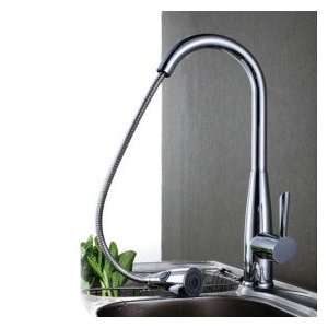    Chrome Finish Solid Brass Pull Out Kitchen Faucet