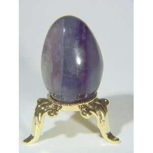 Rainbow Flourite, Florite Mini Egg Display Carving Lapidary with Gold 