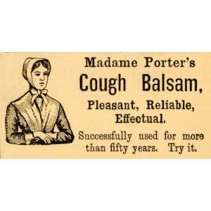  1890 Ad Madame Porters Cough Balsam Colonial Woman 