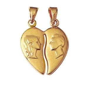  18K Gold Plated 2 Part Divisible Affirmation Love Heart 