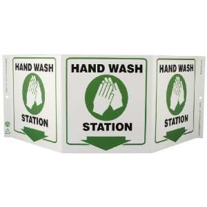 Zing Eco Safety Tri View Sign, HAND WASH STATION with Down Arrow, 20 