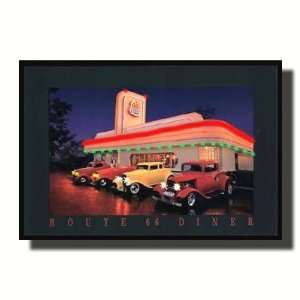  Route 66 Diner Neon Poster Sign