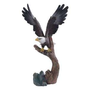 11.5 inch Brown And White Bald Eagle Perched On Tree Branch Figurine