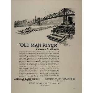  1942 Ad Mississippi Barge Transportation Old Man River 