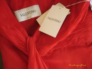 Heartbreaking VALENTINO Ruched RED Silk Chiffon GOWN Dress  