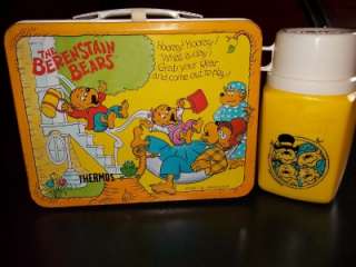 Vintage Metal Bernstain Bears Lunchbox And Thermos  