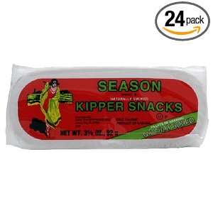 Season Kipper Snacks, No Salt Added, 3.25 Ounce Tins (Pack of 24)