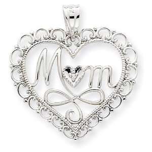  Diamond Mom Heart Pendant in 14k Yellow Gold Jewelry